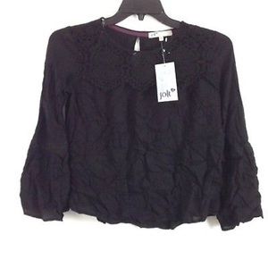 Jolt Women Boho Chic Bohemian Top Size XS Black